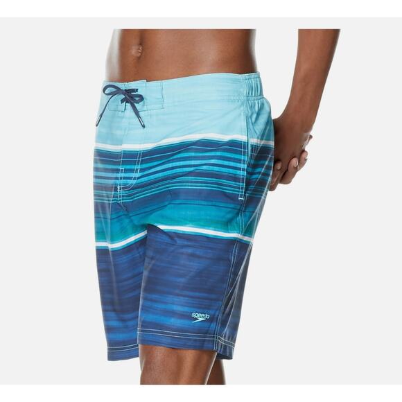 SPEEDO Mens Barrier Beach Bondi Aqua Drawstring Flat Frong Swim Trunks Small NWT - Picture 1 of 3